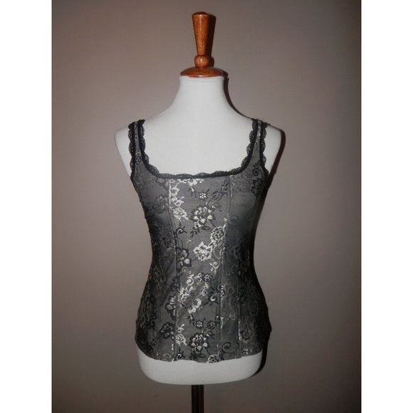 White House Black Market Tops - Small Tank Cami Silver Goth Bustier Metallic Structured